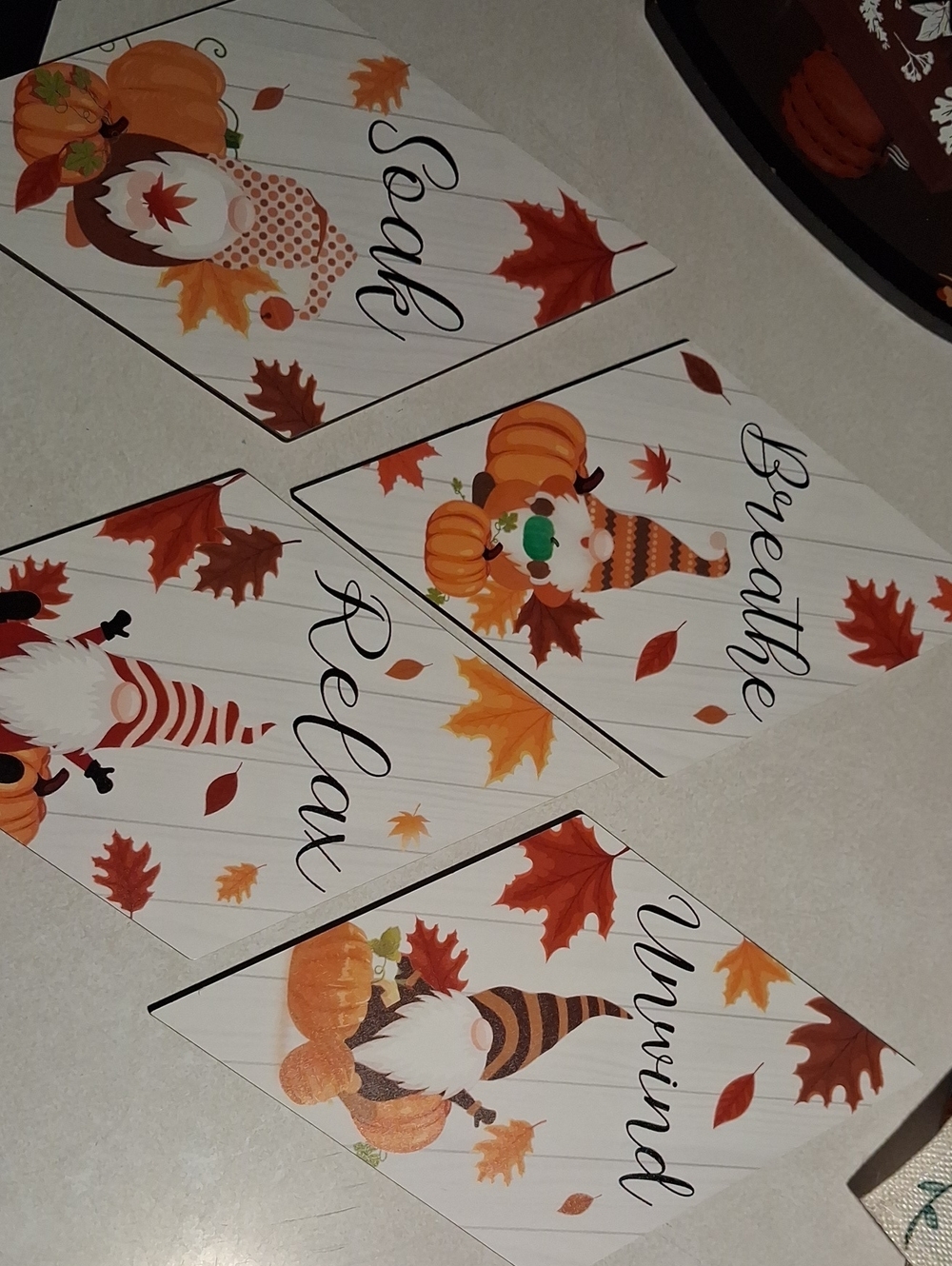 Autumn Gnome Wall Signs - Orange Fall Decor
